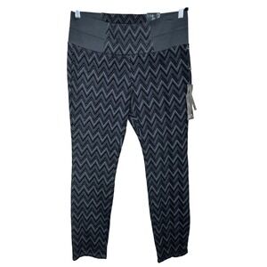 One 5 One‎ NWT Textured Velvet Leggings Black Chevron Pattern Women's Size L